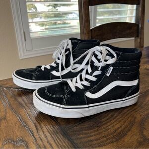Vans Sk8 Hi Top Shoes Suede Canvas Lace Kids Size 5 Youth Black,